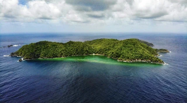 Aerial view of an island